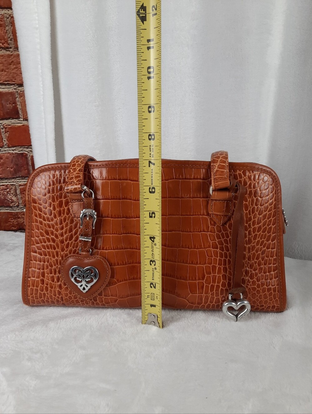 Brighton Leather Croc-Embossed Heart Charm Shoulder Bag - Picture 11 of 13